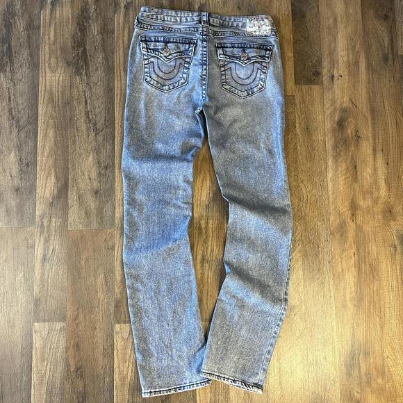 TRUE RELIGON Billie Mid-Rise Straight Jeans Light Blue Wash Womens 28x31 - Picture 6 of 8